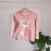 Bluza różowa 110 116 z liskiem polarowa puszysta długi rękaw ciepła