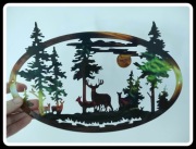 Nowy obrazek obraz dekoracja ścienna z metalu las jelenie 30 cm