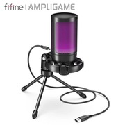 AmpliGame FIFINE RGB USB mikrofon do gier z wyciszeniem, statywem