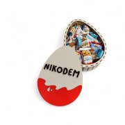 Pudełko jajko niespodzianka, ze słodyczami, imię, Wielkanoc, 28 cm