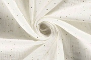Muślin bawełniany biały śmietanowy złote kropki atest bawełna 