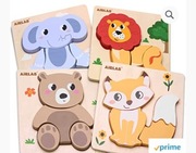 AIRLAB CHUNKY PUZZLES DREWNIANA UKŁADANKA DLA DZIECI W WIEKU 1, 2 ,3 ,4 ,5 