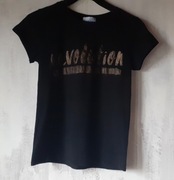 T-SHIRT CZARNY  Z NAPISEM ROZ 36