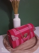 Torebka ręcznie robiona na kanwie ze sznurka poliestrowego 5 mm