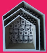 DEKORACJA ścienna - OZDOBNE DREWNIANE PÓŁKI - DOMKI - ZESTAW 3 SZT.