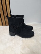 Czarne zamszowe botki ocieplane 38