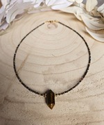 Naszyjnik Choker z Kamieni Naturalnych Tygrysie Oko Hematyt Grot 