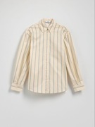 Reserved paski oversize koszula boyfriend prążki beżowa klasyczna pudełkowa