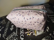 Kosmetyczka materiałowa ręcznie szyta duża różowa łąka 