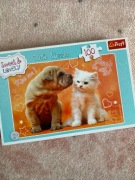 Puzzle 100 elementów Piesek i kotek