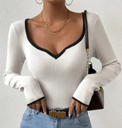 Biała bluzka obcisła dopasowana top - M