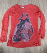 Koszulka bluzka T-shirt z długim rękawem pomarańczowy z nadrukiem