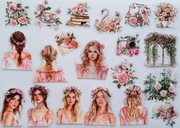 naklejki 40 szt dziewczyna natura kwiaty róż scrapbooking