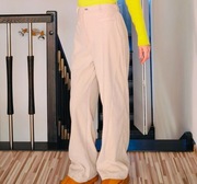 Spodnie sztruksowe, szerokie nogawki, beżowe , xs