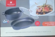 Brytfanna podwójna Valdinox 38cm z pokrywą szklaną