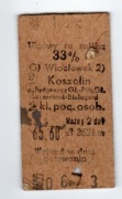 Bilet ulgowy 33 % PKP Włocławek - Koszalin