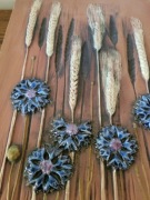 Płytka ceramiczna, Chabry i zboże, vintage, Jie Gantofta, lata 70-te