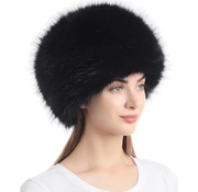 Nowa ciepła włochata czapka damska Sztuczne futro Czarna 