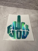 Naklejka winylowa turkusowa brokatowa f*ck you wodoodporna