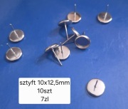 Sztyfty do kolczyków baza pod kaboszon 10x12,5 mm półfabrykaty 10 szt