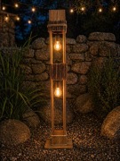 Nowa lampa stojąca z drewna, rustykalna, producent, oryginalny desing