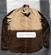Koszula House slim XXL brązowa czekoladowa w paski vintage
