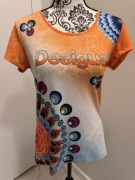 Desigual T-shirt damski kolorowy print M/L oryginalny