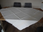 Stary biały obrus  124 x 114 cm Len/Bawełna