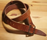 Brązowy woskowany skórzany pasek - rękodzieło, handmade