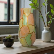 Wazon szklany RĘCZNIE MALOWANY Witraż Mozaika Złoty Boho ART