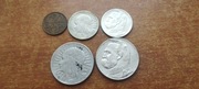 2 zł Józef Piłsudski 1934 5 zl głowa kobiety 2 gr zestaw