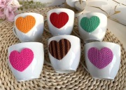 Zestaw filiżanek z sercem, filiżanki walentynkowe 