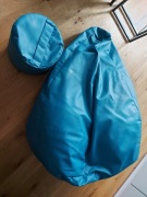 PUFA SAKO w kolorze turkusowym + podnóżek 