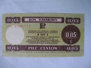 Bon towarowy 5 centów 1979 r Pewex.