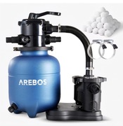 System filtrów piaskowych, pompa basenowa z kulkami niebieska Arebos