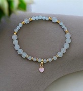 Bransoletka kamienie naturalne kwarc różowy zawieszka różowa złota 