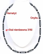 NASZYJNIK WOJOWNIKA STAL NIERDZEWNA 316L KAMIEŃ ONYKS OKO HEMATYT MĘSKI 