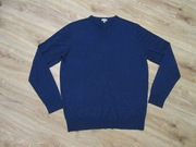 UNIQLO granatowy melanż sweter męski 100% wełna merino _ L