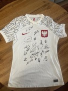 Oryginalna koszulka Polska Mundial 2022 + autografy Lewandowski Zieliński