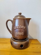 Dzbanek gliniany na grzane wino z podgrzewaczem
