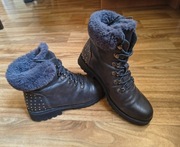 Botki trapery 40 szare ocieplane 25,5 cm z futerkiem sznurowane Jenny Fairy