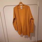 Kardigan różowy 38 M House długi sweter sweterek ażurowy narzutka