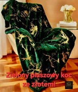 Pluszowy koc ze złotem - zielony