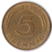 NIEMCY 5 pfennig 1977 D, KM# 107, XF