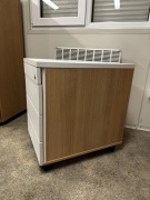 Kontener mobilny Mikomax - 4 szuflady - Biały / Dąb - Stan Idealny