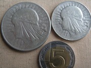 Monety 10 i 5 zł Panienka  z 1932 / 34 roku, sreberko