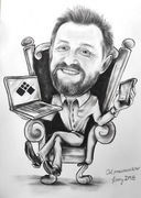 Karykatura, prezent, a3 1 osoba czarnobiala