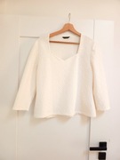 40 42 XL elegancka biała bluzka z 3/4 rekawem prosta wizytowa biurowa