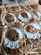 Zestaw BOX ozdoby świąteczne zawieszki na choinkę makrama 6 sztuk