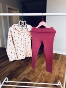 H&M nowa nowy 116 110 zestaw set komplet longsleeve bluzka legginsy prążek 